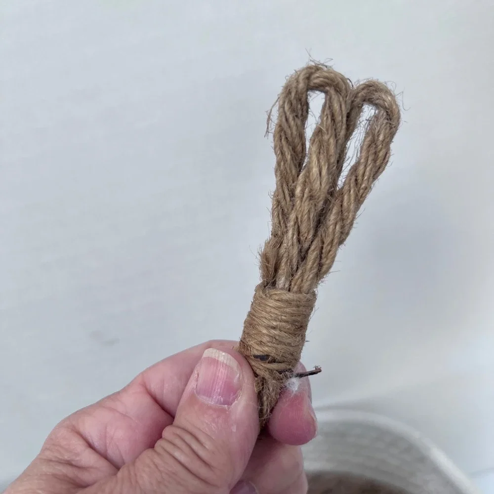 Set of 3 Woven Hanging Baskets White Brown Cotton‎ Rope Seagrass Boho Decor READ